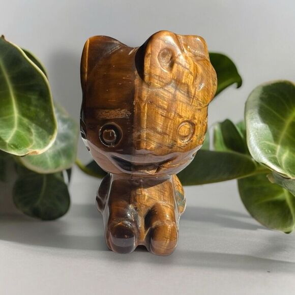 Hello Kitty Tiger Eye‎ Crystal Carving - Picture 1 of 13
